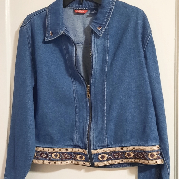 Jean Jacket, Size Petite Large, Southwest VIBE - Picture 4 of 7